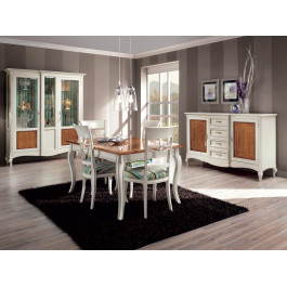 Credenza 2 porte intarsiato floreale, dettaglio ante legno