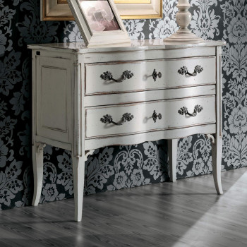 Comoncino 2 cassetti shabby chic piano sagomato