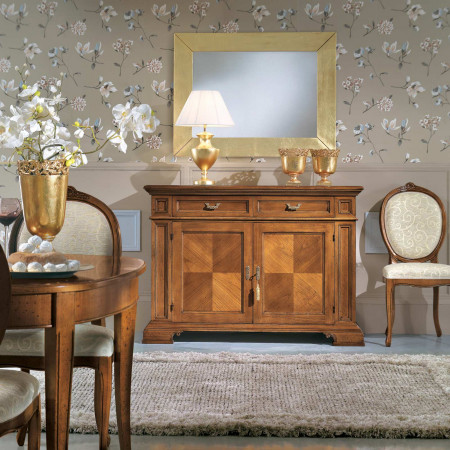 Credenza 2 porte 2 cassetto con dettaglio intarsio