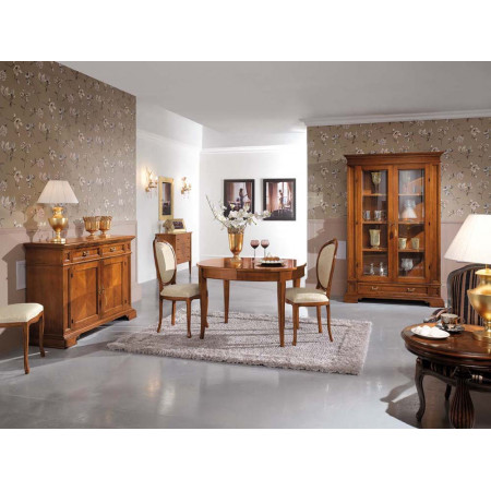 Credenza 2 porte 2 cassetti intarsiata a raggio di sole