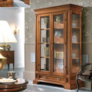 Vetrina 2 porte schienale lucidato con vetri lisci