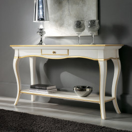 Consolle 140x55/135 con 2 allunghe, dettaglio del design classico