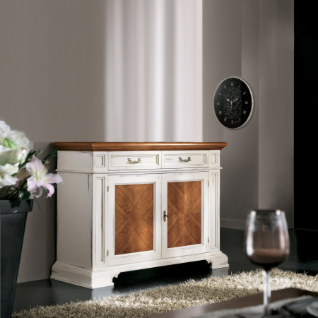 Credenzina 2 porte con segreto, pannelli intarsiati