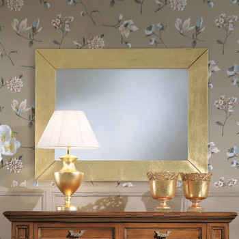 Specchiera moderna foglia oro con cornice semplice