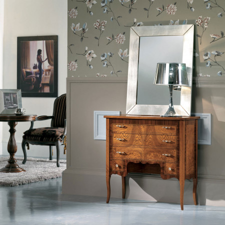 Specchiera moderna foglia argento con cornice elegante
