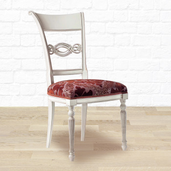 Sedia ginestra imbottita in tessuto con dettagli intarsiati