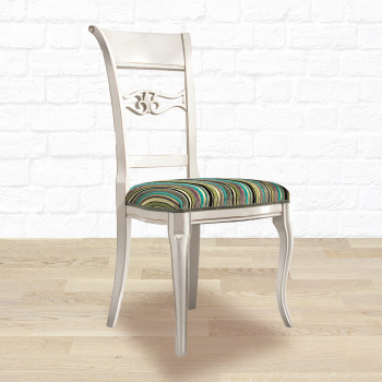 Sedia fresia gamba provenzale con fondino imbottito a righe