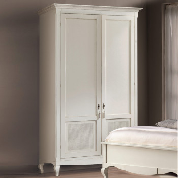 Armadio 2 ante con inserto in paglia di Vienna e gambe curve