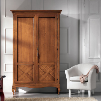 Armadio 2 ante intarsiate, dettagli intarsi geometrici