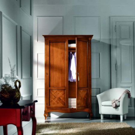 Armadio 2 ante intarsiate in legno con interno appendi abiti