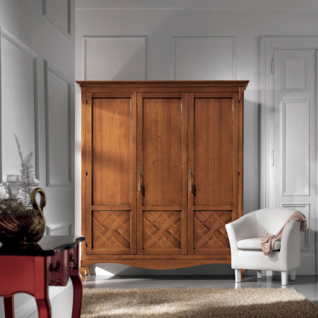 Armadio 3 ante con intarsi geometrici legno
