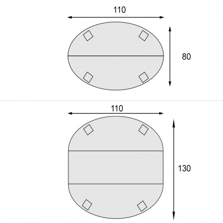 Tavolo ovalino 80/130x110 allunga interna