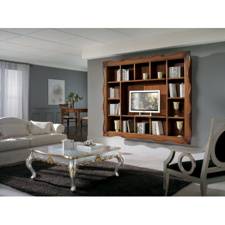 Parete 14 vani cornice 700 sospesa con tv