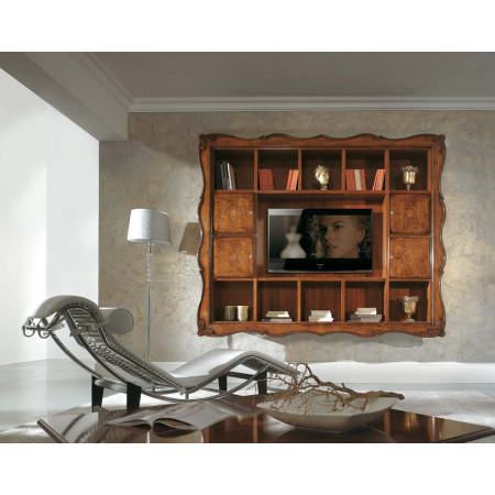 Parete 14 vani intarsiata cornice 700 ambiente elegante