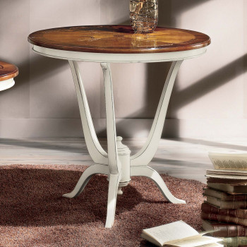 Tavolino rotondo intarsio verona dettaglio sostegni tulipano