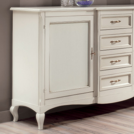 Credenza 4 cassetti e 2 porte con gambe curve