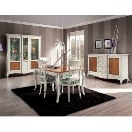 Credenza 2 porte intarsiato floreale in ambiente moderno