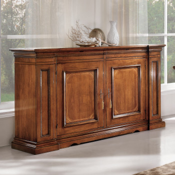 Credenza 2 porte intarsiato con filetto, legno acero