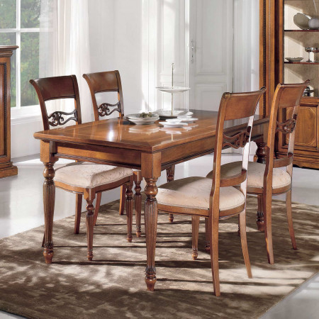 Sala da pranzo classica 6 sedie legno con credenza e argentiera