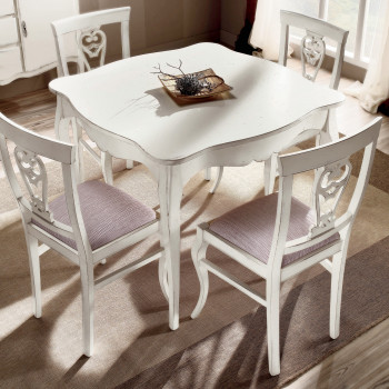 Tavolo fisso sagomato 100x100 con piano arrotondato