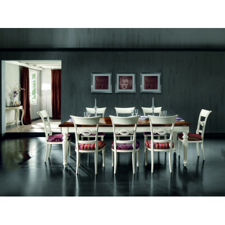 Tavolo fisso intarsio Verona con sedie decorative