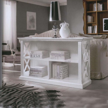 Retrodivano con fianchi a croce, dettaglio libreria