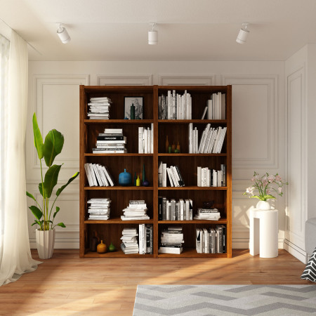 Libreria in legno con fianchi a crociera luminosa