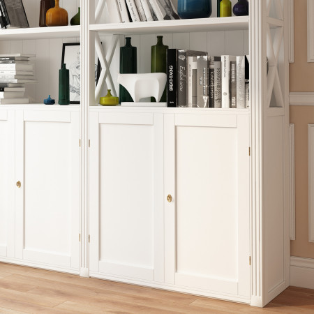 Libreria in legno con 4 ante e design a crociera