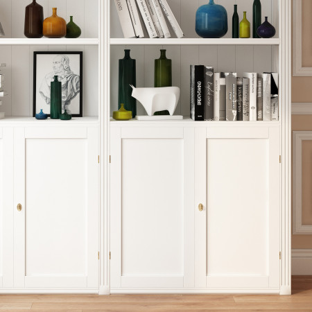 Libreria in legno con 4 ante dettagli a crociera