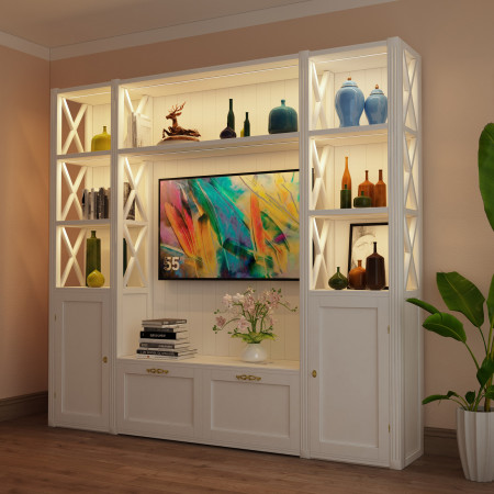 Mobile classico porta TV con luci LED e fianchi a croce