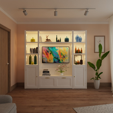 Mobile classico porta TV con luci LED, fianchi decorati