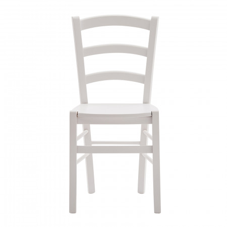 Sedia campagnola in legno bianca con design a doghe
