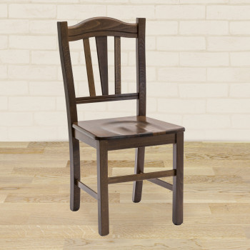 Sedia massiccia con fondino in legno, dettaglio schienale