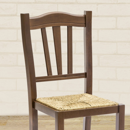 Sedia massiccia legno faggio fondino paglia dettaglio schienale