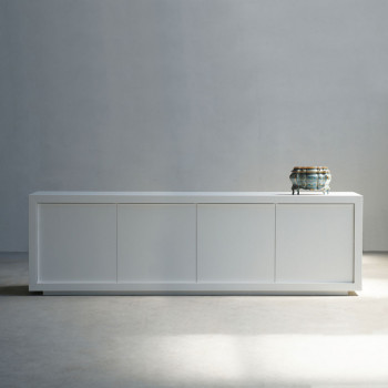 Madia 4 ante laccata bianco opaco, dettaglio minimale