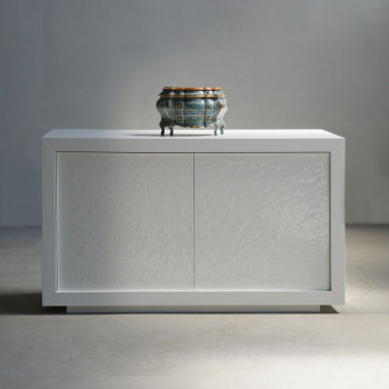 Madia 2 ante spatolate bianco lucido, dettaglio frontale