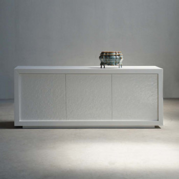 Madia moderna 3 ante spatolate bianco con vaso decorativo