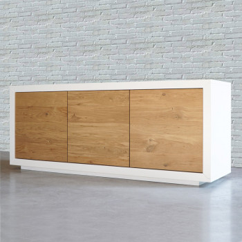 Madia con 3 ante in rovere nodato, vista frontale