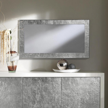 Specchiera con cornice spatolata, dettaglio foglia argento