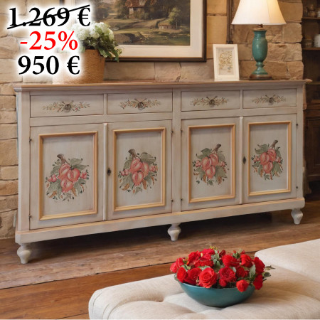 Credenza classica 4 ante decorazioni floreali