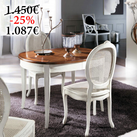 Tavolo ovalino 115x95 allungabile legno ciliegio dettaglio ambientazione