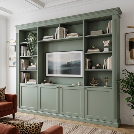 Oxford - Libreria Classica Contemporanea Su Misura con Vano TV