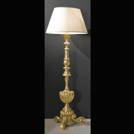 Lampada foglia oro dettagli argento con paralume avorio