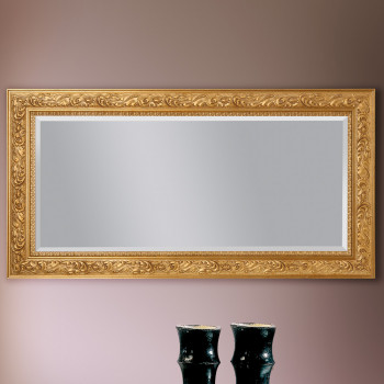Specchiera classica intagliata in foglia oro, cornice dettagliata