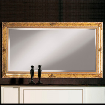 Specchiera in foglia oro con cornice intagliata, orizzontale