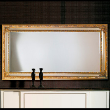 Specchiera in foglia oro e argento con cornice intagliata