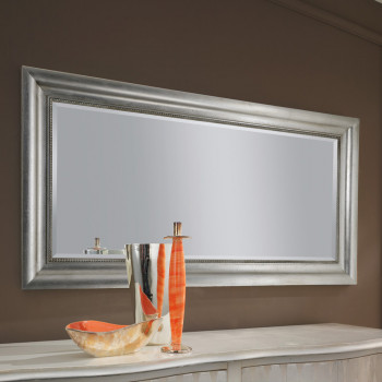 Specchiera sagomata in foglia argento con cornice rettangolare