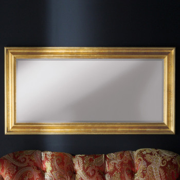 Specchiera con rivestimento in foglia oro, dettaglio cornice