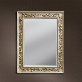 Specchiera avorio con cornice intagliata in argento Specchiera avorio intagliata, dettagli argento su cornice legno