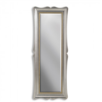 Specchiera in foglia argento con dettagli oro, misura 70x185 cm